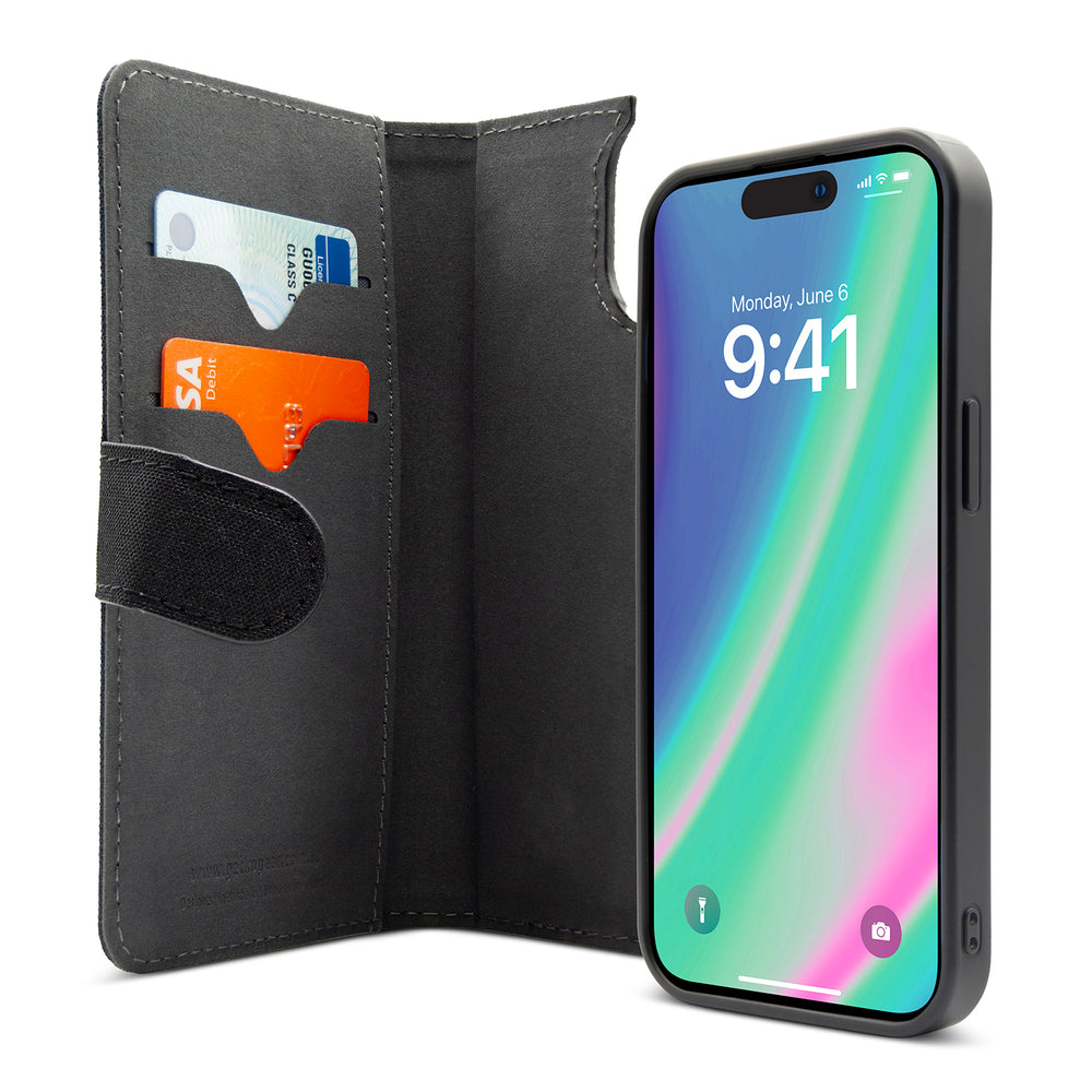 Magnetic Wallet Case - iPhone 15 Pro - Black