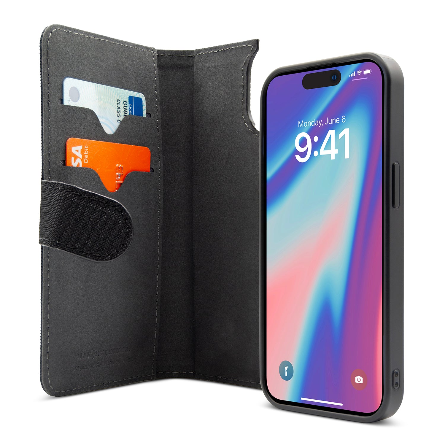 Magnetic Wallet Case - iPhone 15 - Black